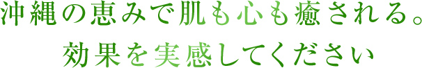 沖縄の恵みで肌も心も癒される。効果を実感してください